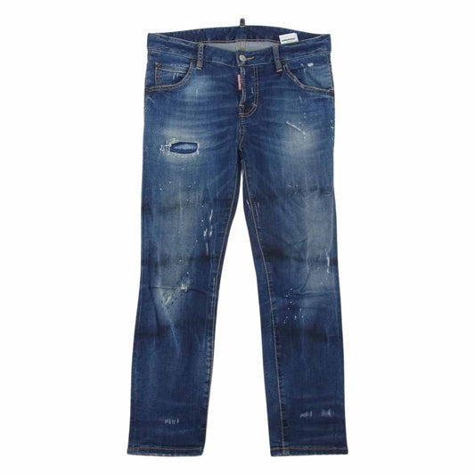 DSQUARED2 ディースクエアード F3-452 ストレッチ ダメージデニム リペア加工 インディゴブルー系 34【中古】