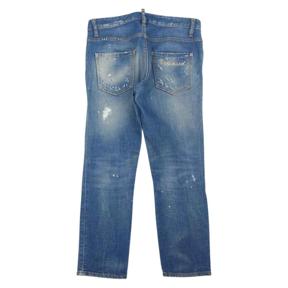 DSQUARED2 ディースクエアード F3-452 ダメージデニム リペア加工 バック刺繍 インディゴブルー系 36【中古】