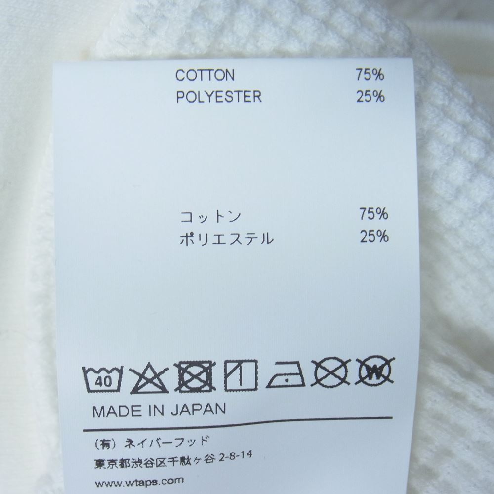 WTAPS ダブルタップス 21SS 211ATDT-CSM28 WAFFLE LS COPO ワッフル ロゴ 長袖 Ｔシャツ ホワイト系 M【新古品】【未使用】【中古】