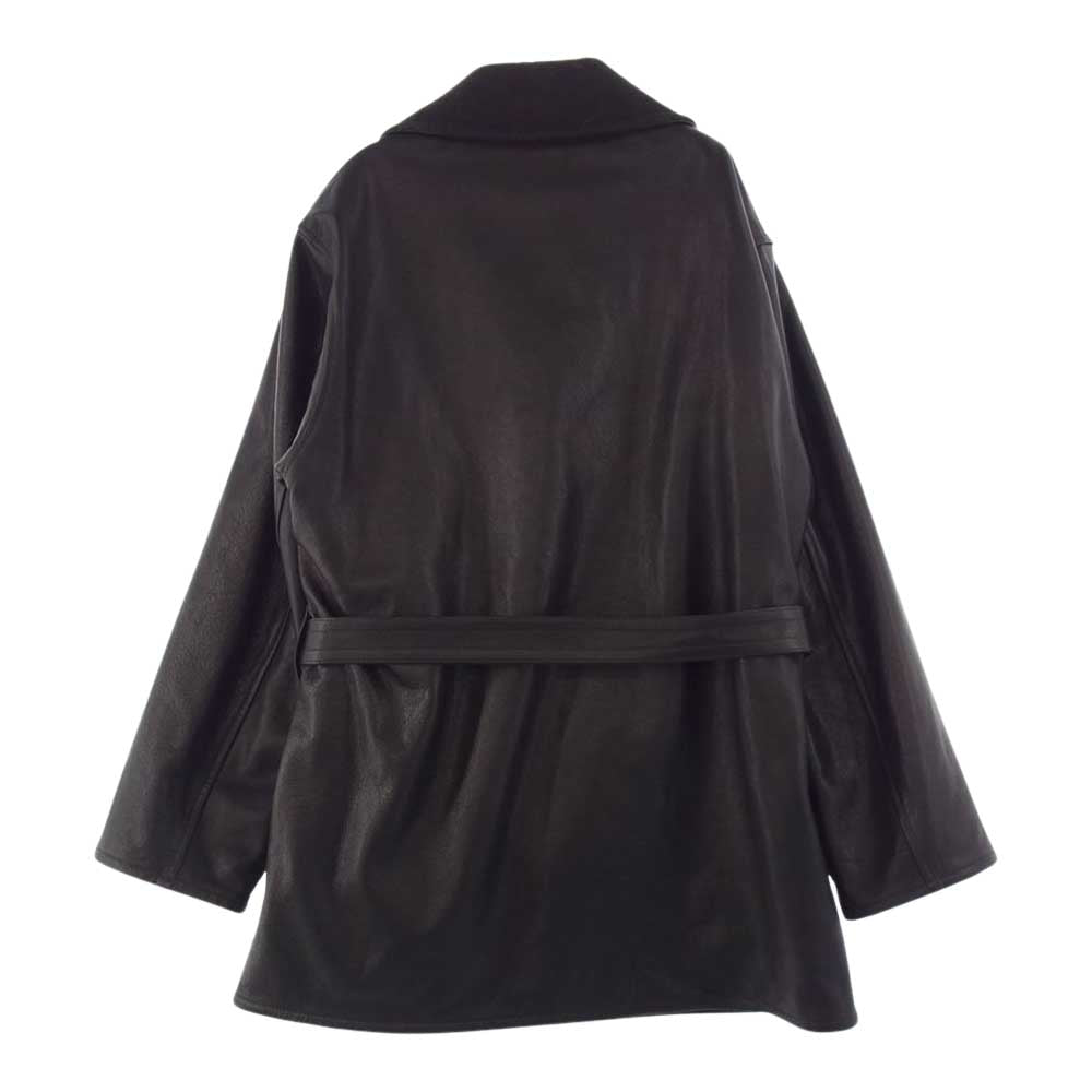COMOLI コモリ 21AW U03-04014 レザー ショールカラー 裏地アルパカ コート  ブラック系 2【中古】