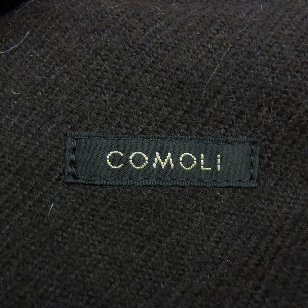 COMOLI コモリ 21AW U03-04014 レザー ショールカラー 裏地アルパカ コート  ブラック系 2【中古】