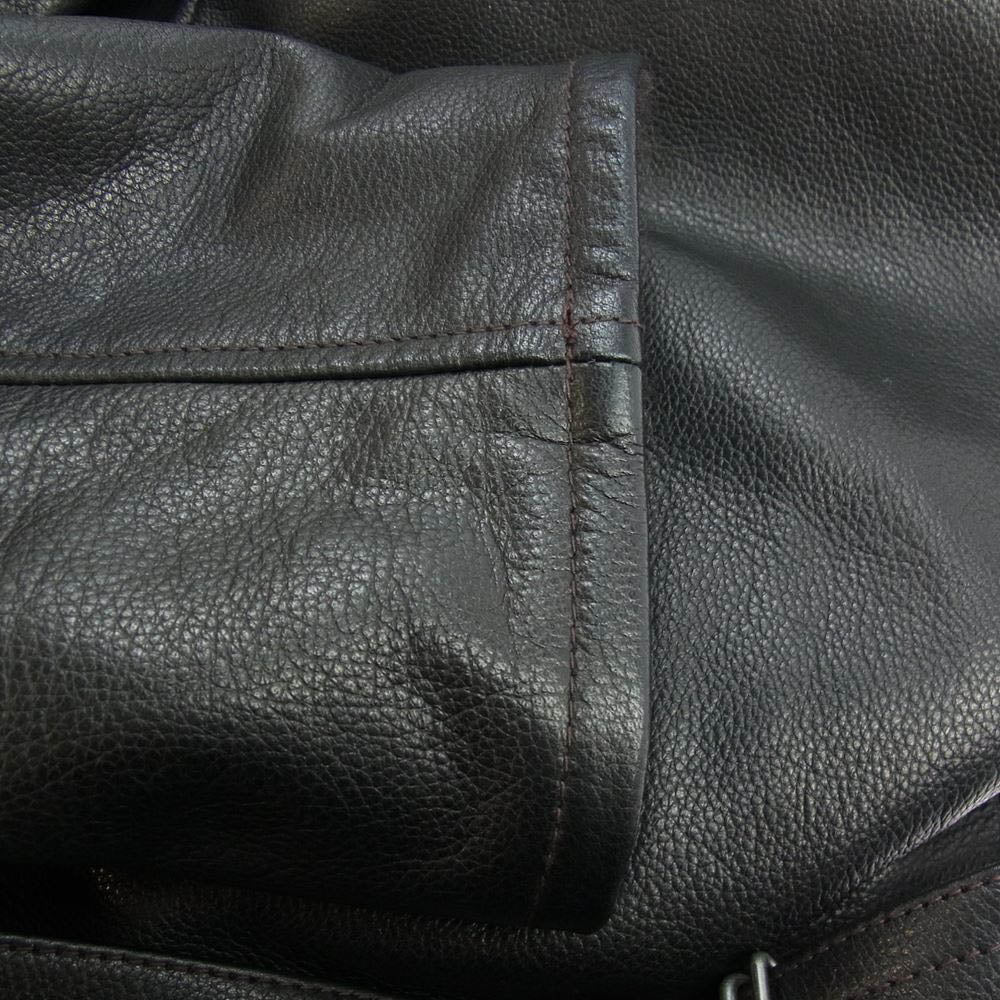 COMOLI コモリ 21AW U03-04014 レザー ショールカラー 裏地アルパカ コート  ブラック系 2【中古】