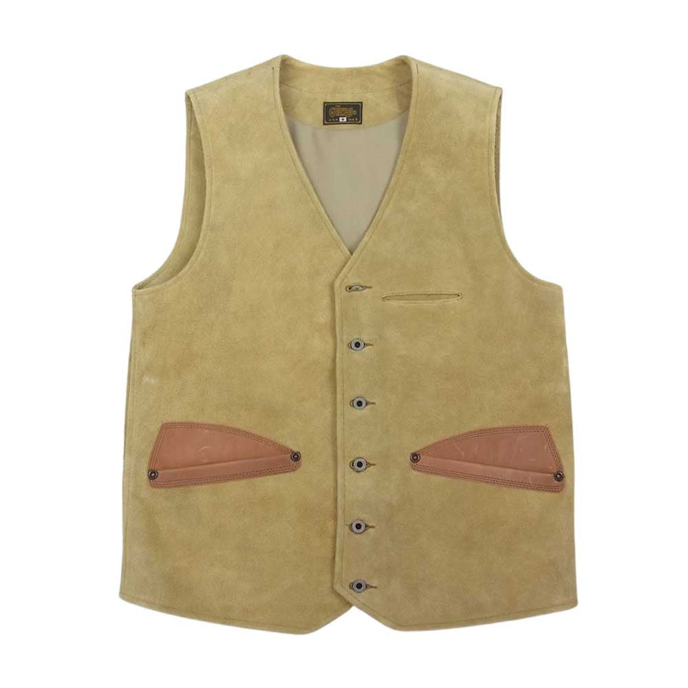 GERUGA ゲルガ  GR-V-06B  SUEADE LEATHER VEST レザー ベスト スウェード ステアハイド イエロー系 ベージュ系 4【中古】