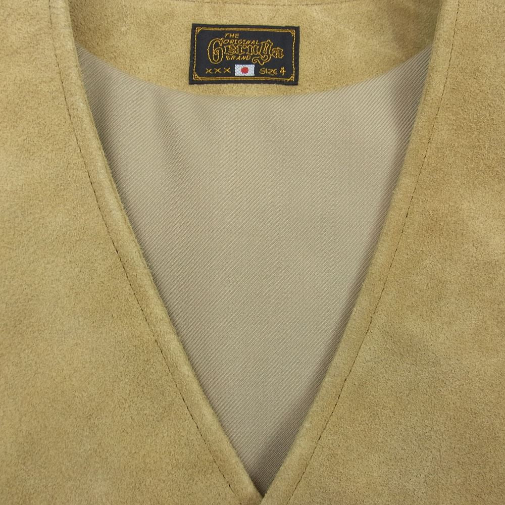 GERUGA ゲルガ  GR-V-06B  SUEADE LEATHER VEST レザー ベスト スウェード ステアハイド イエロー系 ベージュ系 4【中古】
