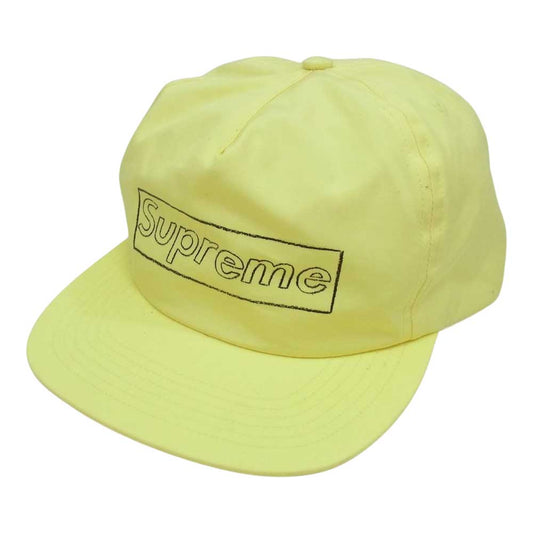 Supreme シュプリーム 21SS KAWS Chalk Logo 5-Panel カウズ チョーク ボックス ロゴ 5パネル キャップ イエロー系【中古】