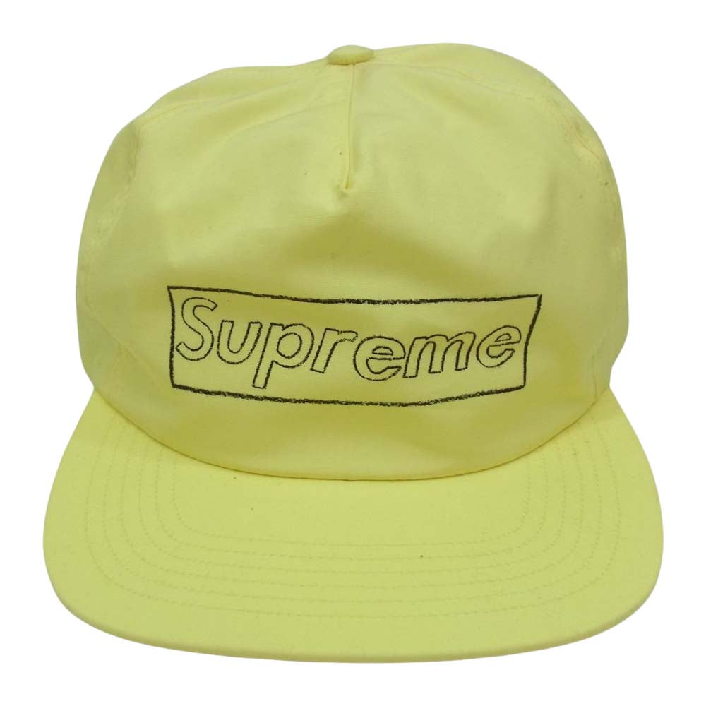 Supreme シュプリーム 21SS KAWS Chalk Logo 5-Panel カウズ チョーク ボックス ロゴ 5パネル キャップ イエロー系【中古】