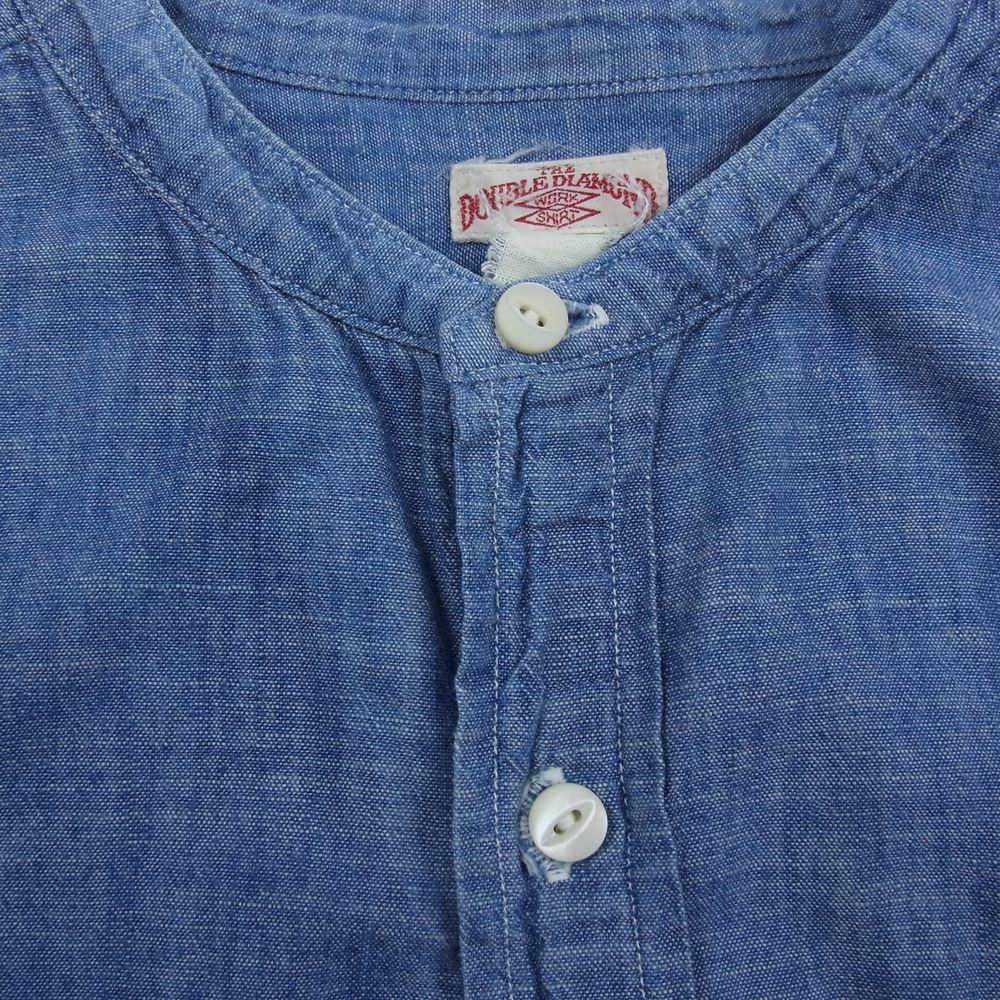 The REAL McCOY'S ザリアルマッコイズ DOUBLE DIAMOND ダブルダイヤモンド CHAMBRAY SHIRT バンドカラー プルオーバー アノラック シャンブレー 長袖 シャツ ライトブルー系【中古】
