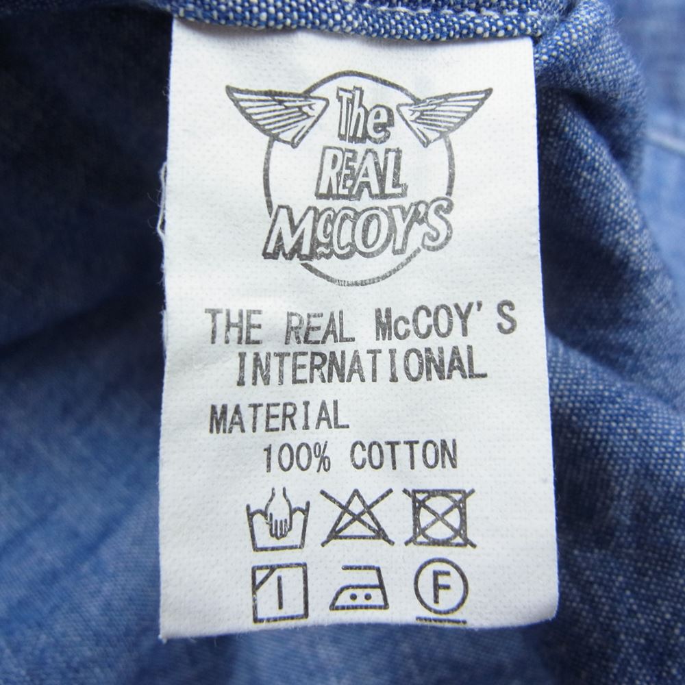 The REAL McCOY'S ザリアルマッコイズ DOUBLE DIAMOND ダブルダイヤモンド CHAMBRAY SHIRT バンドカラー プルオーバー アノラック シャンブレー 長袖 シャツ ライトブルー系【中古】