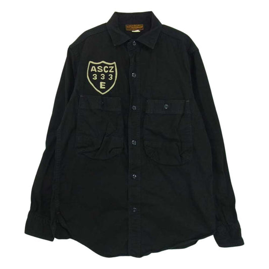 FREEWHEELERS フリーホイーラーズ CIVILIAN EQUIPMENT シビリアンイクイップメント ステンシル プリント 長袖 シャツ ネイビー系 16【中古】