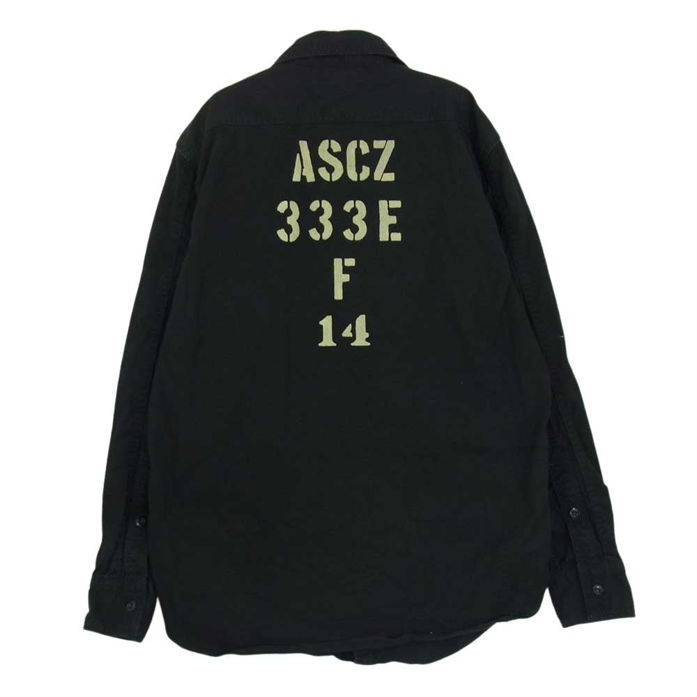 FREEWHEELERS フリーホイーラーズ CIVILIAN EQUIPMENT シビリアンイクイップメント ステンシル プリント 長袖 シャツ ネイビー系 16【中古】