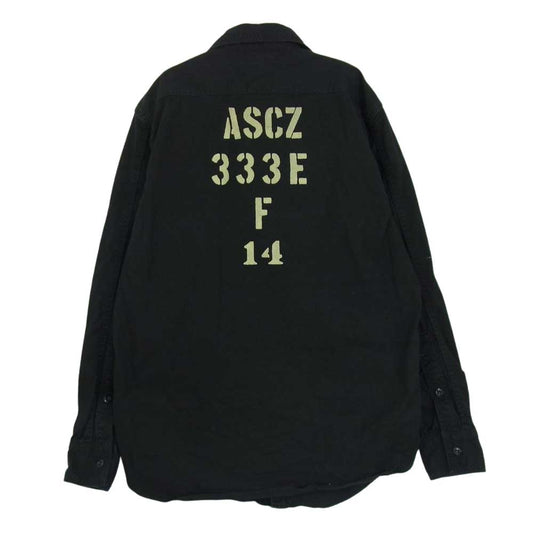 FREEWHEELERS フリーホイーラーズ CIVILIAN EQUIPMENT シビリアンイクイップメント ステンシル プリント 長袖 シャツ ネイビー系 16【中古】