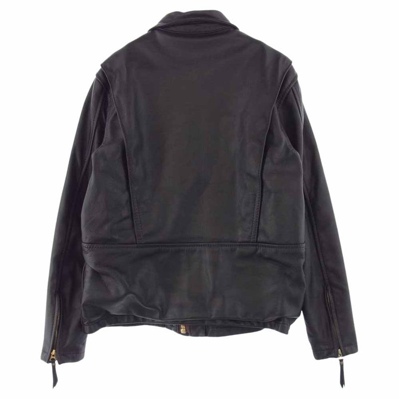 LANGLITZ LEATHERS ラングリッツレザーズ 39503-SS × SHIP JOHN シップジョン別注 Wills Jacket ウィルズ レザー スナップ シングル ライダース ジャケット  ブラック系【中古】