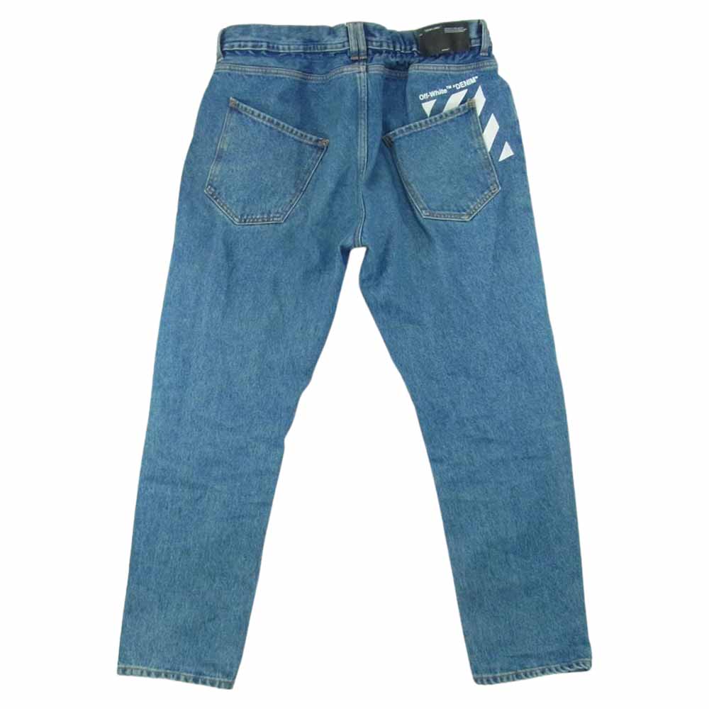 OFF-WHITE オフホワイト  OMYA005S19386025 バックロゴ ダメージ加工 スリム デニム パンツ 国内正規品 イーストランド  インディゴブルー系 36【中古】