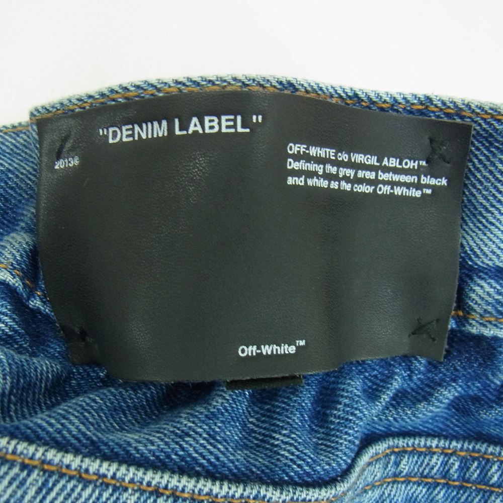 OFF-WHITE オフホワイト  OMYA005S19386025 バックロゴ ダメージ加工 スリム デニム パンツ 国内正規品 イーストランド  インディゴブルー系 36【中古】