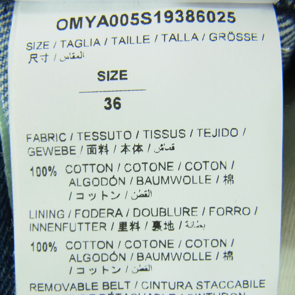OFF-WHITE オフホワイト  OMYA005S19386025 バックロゴ ダメージ加工 スリム デニム パンツ 国内正規品 イーストランド  インディゴブルー系 36【中古】