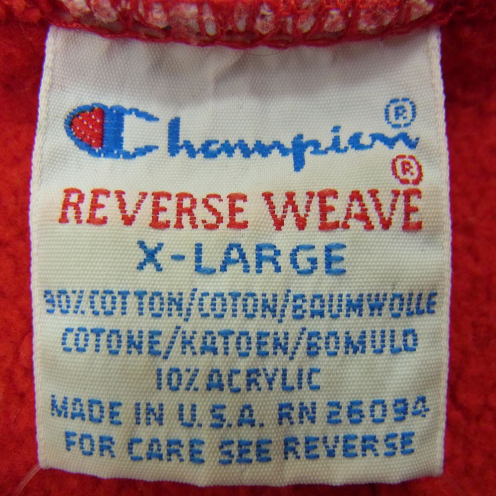 Champion チャンピオン 90s ヴィンテージ リバースウィーブ USA製 レッド系 XL【中古】