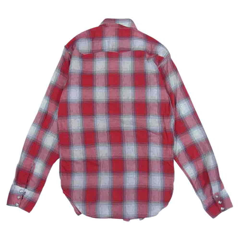 Levi's リーバイス ショートホーン 長袖 ウエスタン シャツ 角ボタン オリジナル レッド系 表記無し【中古】