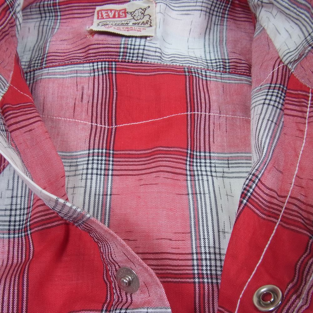 Levi's リーバイス ショートホーン 長袖 ウエスタン シャツ 角ボタン オリジナル レッド系 表記無し【中古】