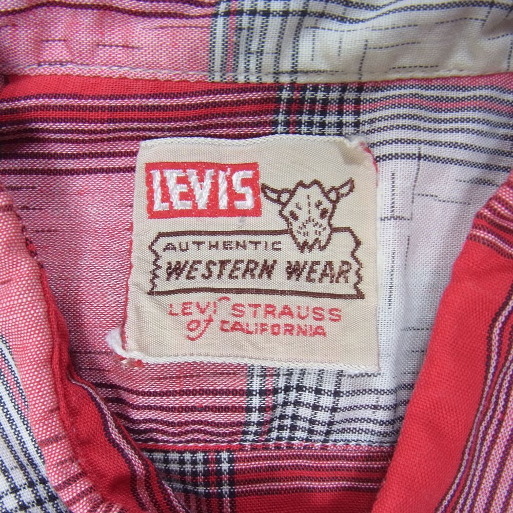 Levi's リーバイス ショートホーン 長袖 ウエスタン シャツ 角ボタン オリジナル レッド系 表記無し【中古】