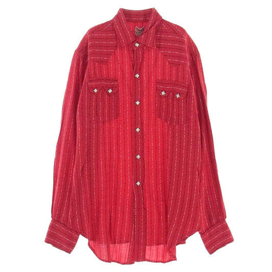 Levi's リーバイス ショートホーン 長袖 ウエスタン シャツ 角ボタン オリジナル レーヨン レッド系【中古】
