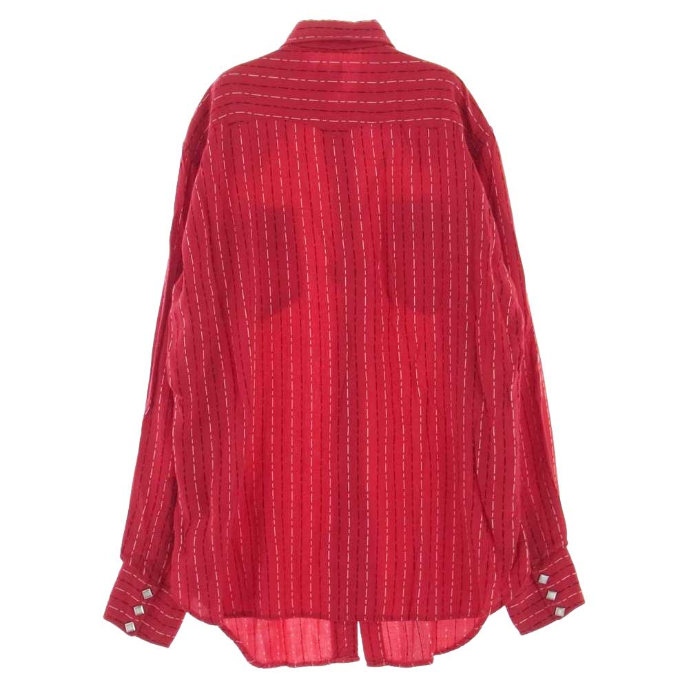 Levi's リーバイス ショートホーン 長袖 ウエスタン シャツ 角ボタン オリジナル レーヨン レッド系【中古】
