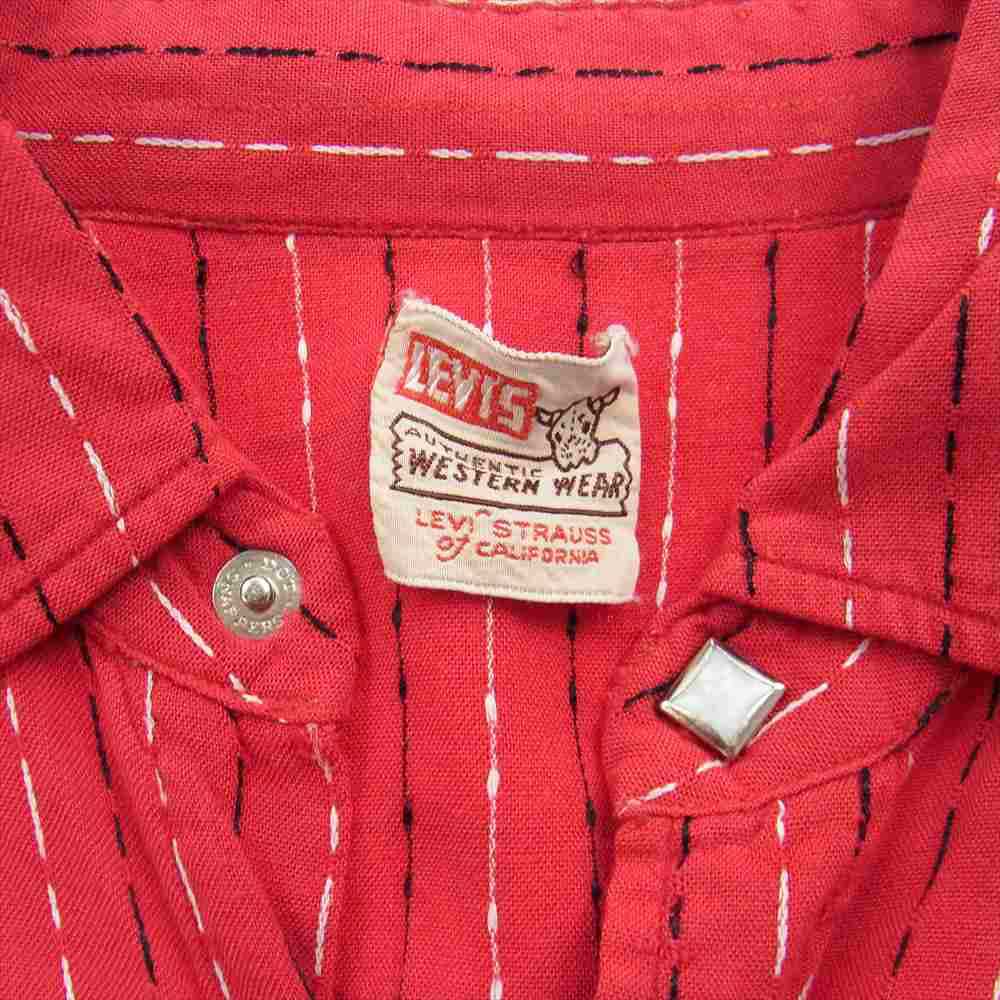 Levi's リーバイス ショートホーン 長袖 ウエスタン シャツ 角ボタン オリジナル レーヨン レッド系【中古】