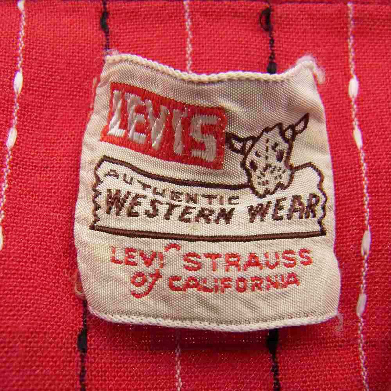 Levi's リーバイス ショートホーン 長袖 ウエスタン シャツ 角ボタン オリジナル レーヨン レッド系【中古】