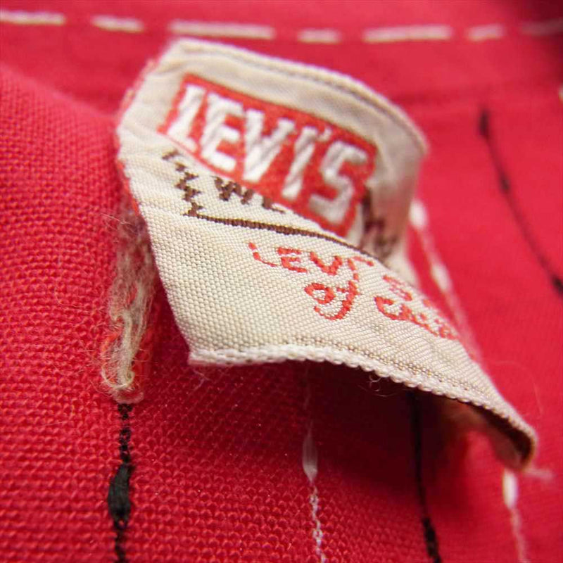 Levi's リーバイス ショートホーン 長袖 ウエスタン シャツ 角ボタン オリジナル レーヨン レッド系【中古】