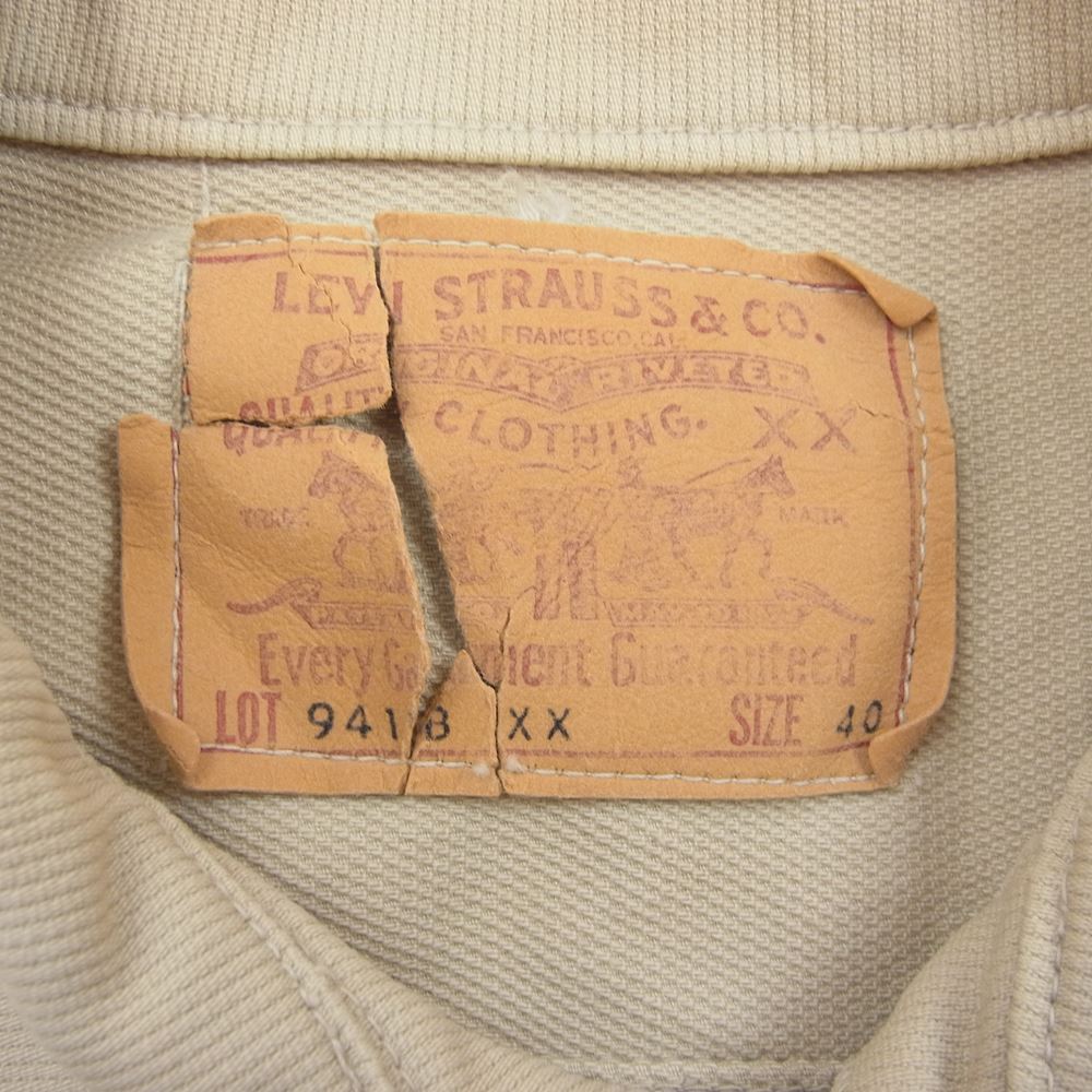Levi's リーバイス 60's ヴィンテージ 941BXX PIQUE JACKET ピケ Big E 紙パッチ ギャラ有 3rd  ホワイト系 ベージュ系 40【中古】
