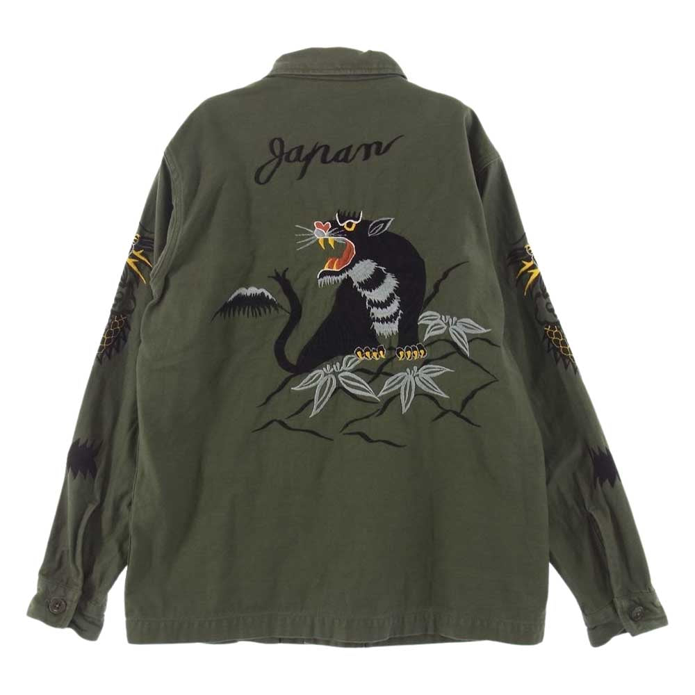 The REAL McCOY'S ザリアルマッコイズ MJ18011 SATEEN UTILITY SHIRT JAPAN スカ刺繍 ミリタリー シャツ　 グリーン系 M【中古】