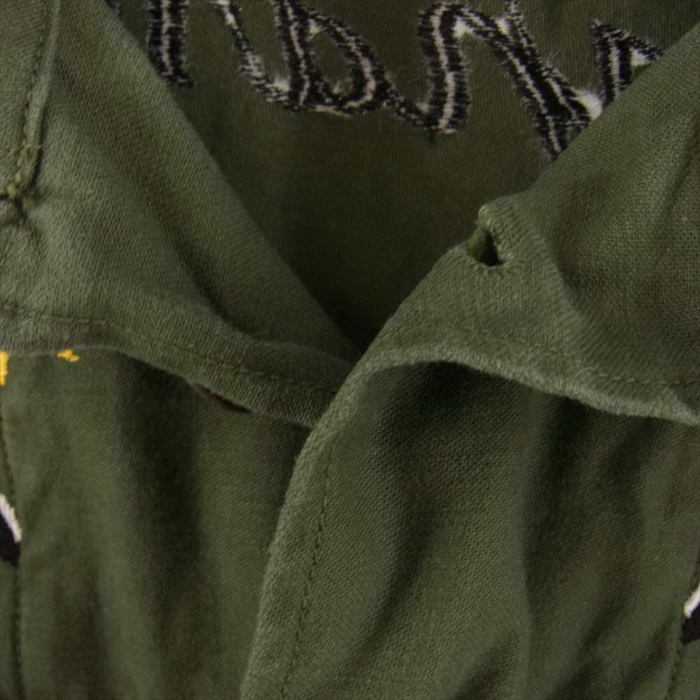 The REAL McCOY'S ザリアルマッコイズ MJ18011 SATEEN UTILITY SHIRT JAPAN スカ刺繍 ミリタリー シャツ　 グリーン系 M【中古】