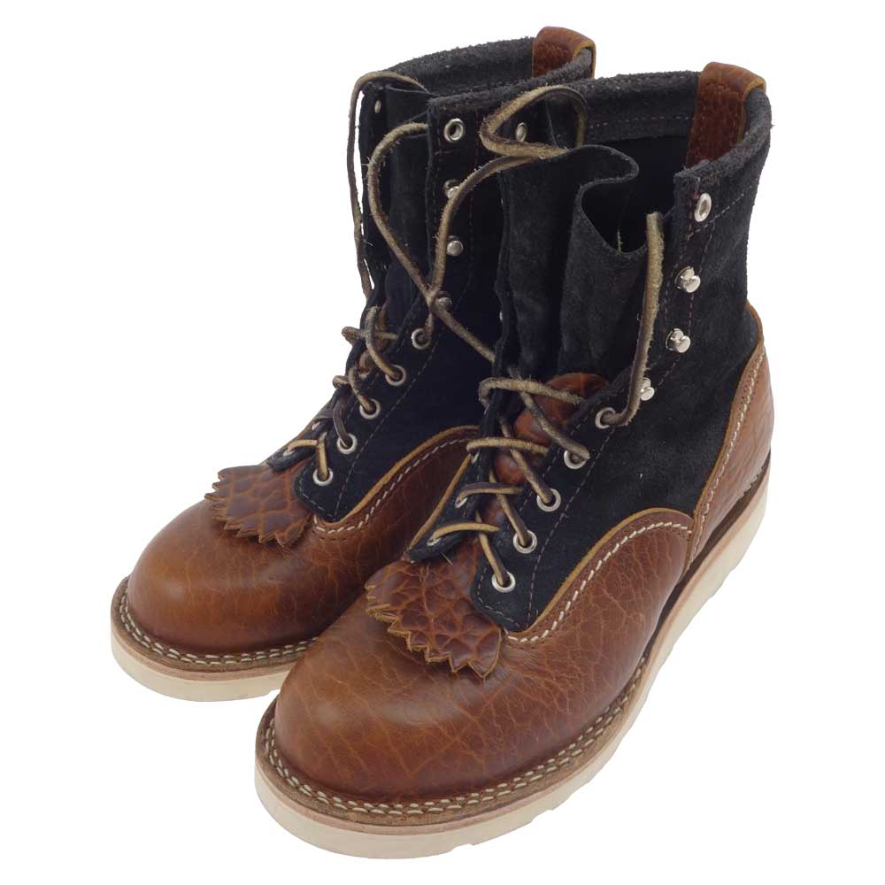 WESCO ウエスコ JOBMASTER BISON × BLK SUEDDE soft toe vibram sole ジョブマスター ブーツ バイソン スエード ブラック系 ブラウン系 内側実寸サイズ 約27㎝【中古】