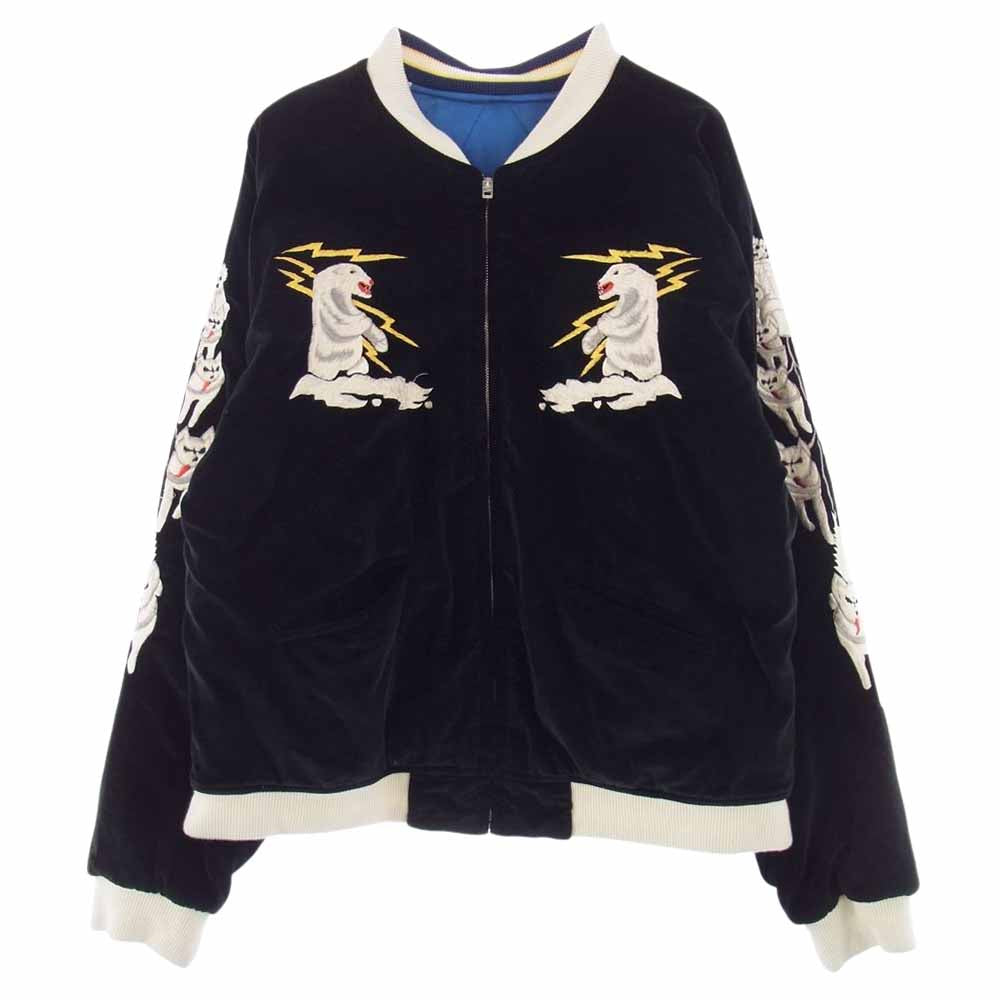 The REAL McCOY'S ザリアルマッコイズ MJ19117 明仙縫製 SUKA JACKET ALASKA スカジャン ベロア サテンキルト リバーシブル ジャケット  ブラック系 ブルー系 42【中古】