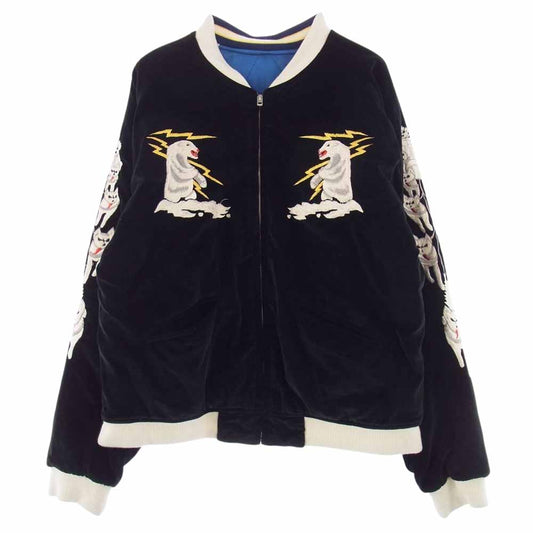 The REAL McCOY'S ザリアルマッコイズ MJ19117 明仙縫製 SUKA JACKET ALASKA スカジャン ベロア サテンキルト リバーシブル ジャケット  ブラック系 ブルー系 42【中古】