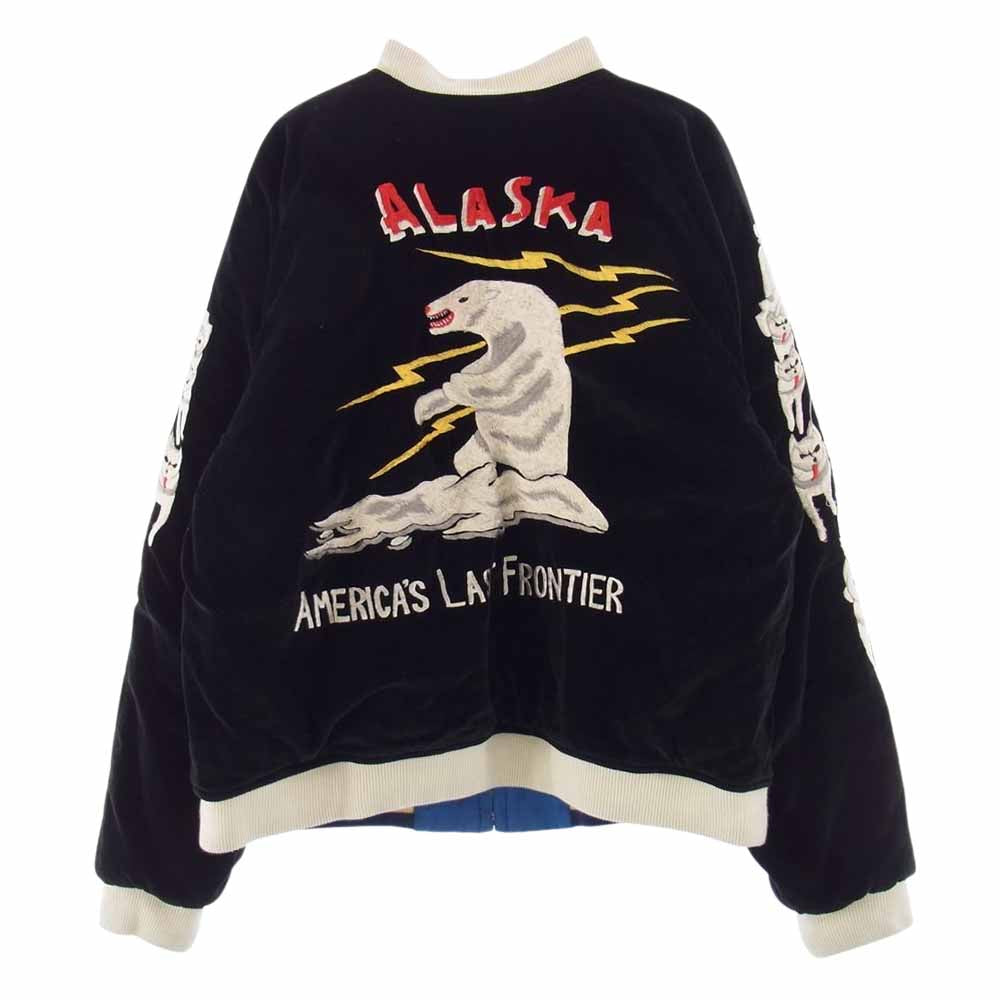The REAL McCOY'S ザリアルマッコイズ MJ19117 明仙縫製 SUKA JACKET ALASKA スカジャン ベロア サテンキルト リバーシブル ジャケット  ブラック系 ブルー系 42【中古】