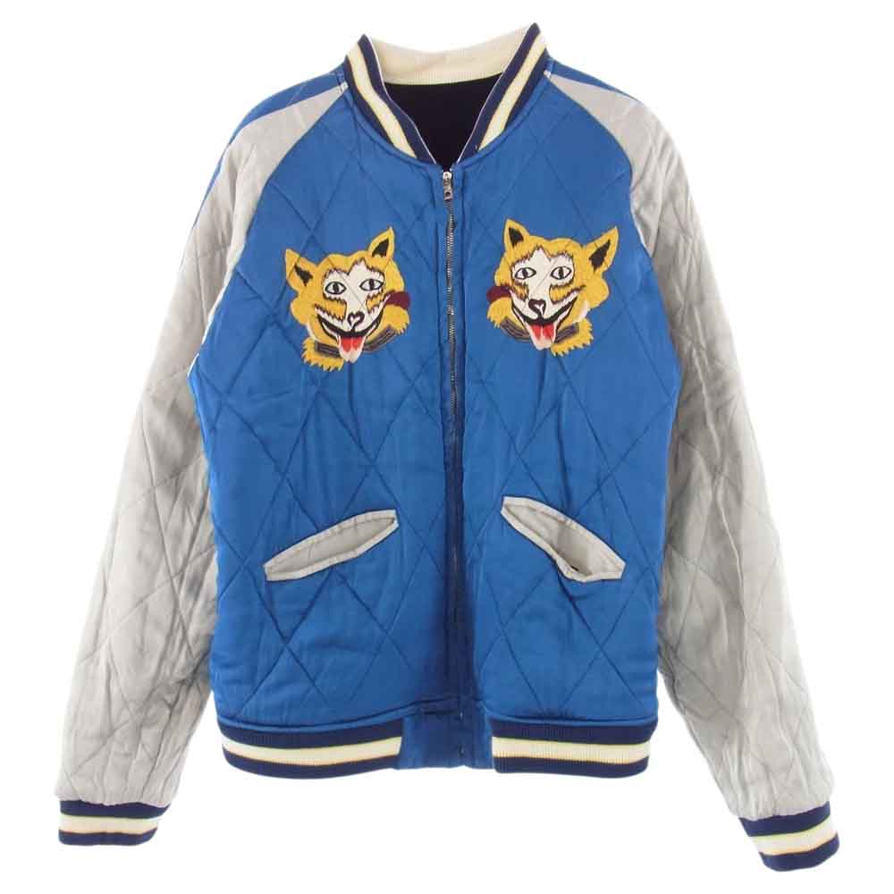 The REAL McCOY'S ザリアルマッコイズ MJ19117 明仙縫製 SUKA JACKET ALASKA スカジャン ベロア サテンキルト リバーシブル ジャケット  ブラック系 ブルー系 42【中古】