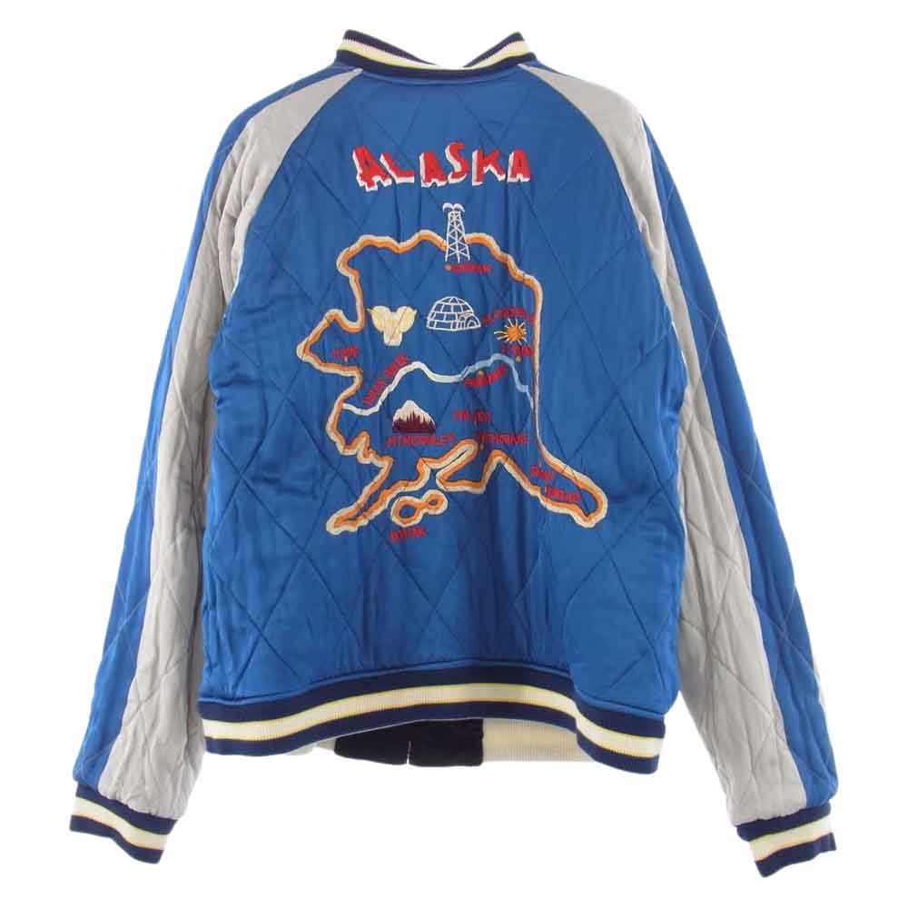 The REAL McCOY'S ザリアルマッコイズ MJ19117 明仙縫製 SUKA JACKET ALASKA スカジャン ベロア サテンキルト リバーシブル ジャケット  ブラック系 ブルー系 42【中古】