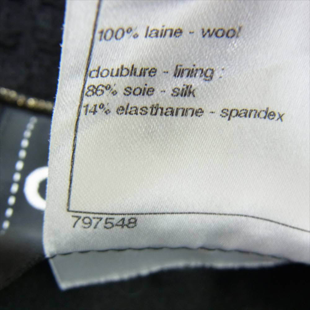 CHANEL シャネル P41 国内正規品 Gripoix Button Wool Tweed Jacket Coat ジュエリーボタン ウール ツイード ジャケット コート ブラック系 38【中古】