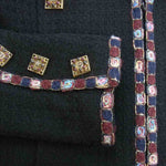 CHANEL シャネル P41 国内正規品 Gripoix Button Wool Tweed Jacket Coat ジュエリーボタン ウール ツイード ジャケット コート ブラック系 38【中古】
