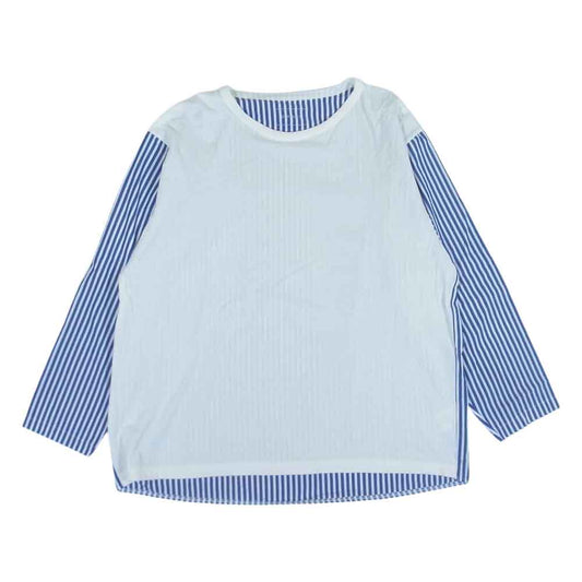 SOPHNET. ソフネット SOPH-210043 L/S FABRIC MIX WIDE CUT&SEWN ストライプ 切替 長袖カットソー ブルー系 M【中古】