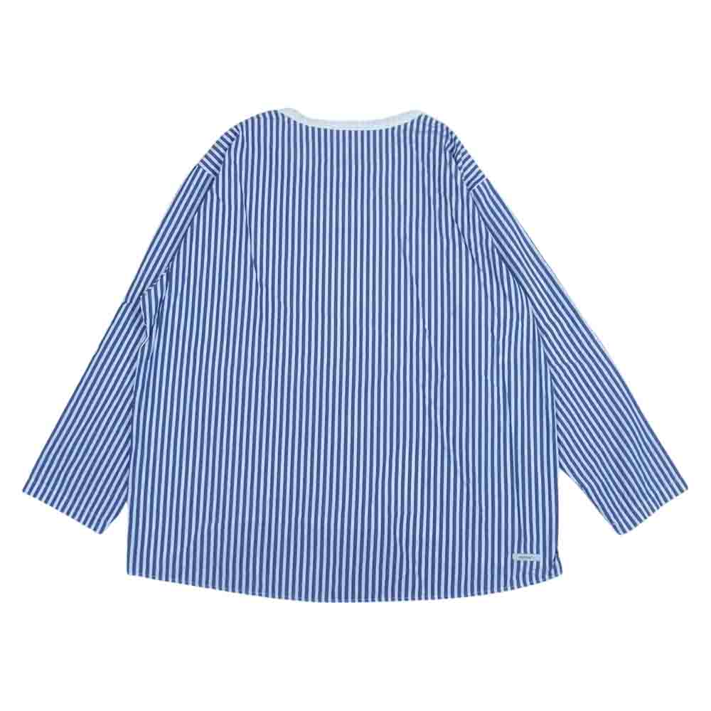 SOPHNET. ソフネット SOPH-210043 L/S FABRIC MIX WIDE CUT&SEWN ストライプ 切替 長袖カットソー ブルー系 M【中古】