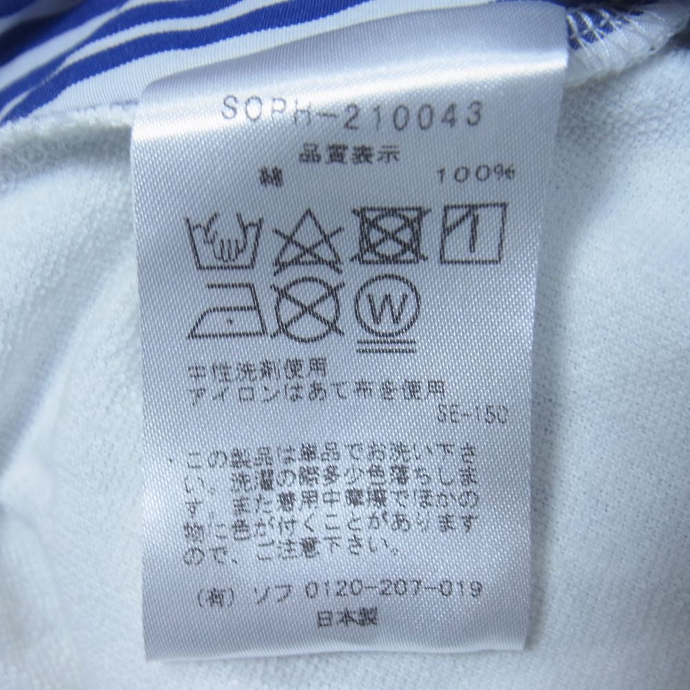 SOPHNET. ソフネット SOPH-210043 L/S FABRIC MIX WIDE CUT&SEWN ストライプ 切替 長袖カットソー ブルー系 M【中古】