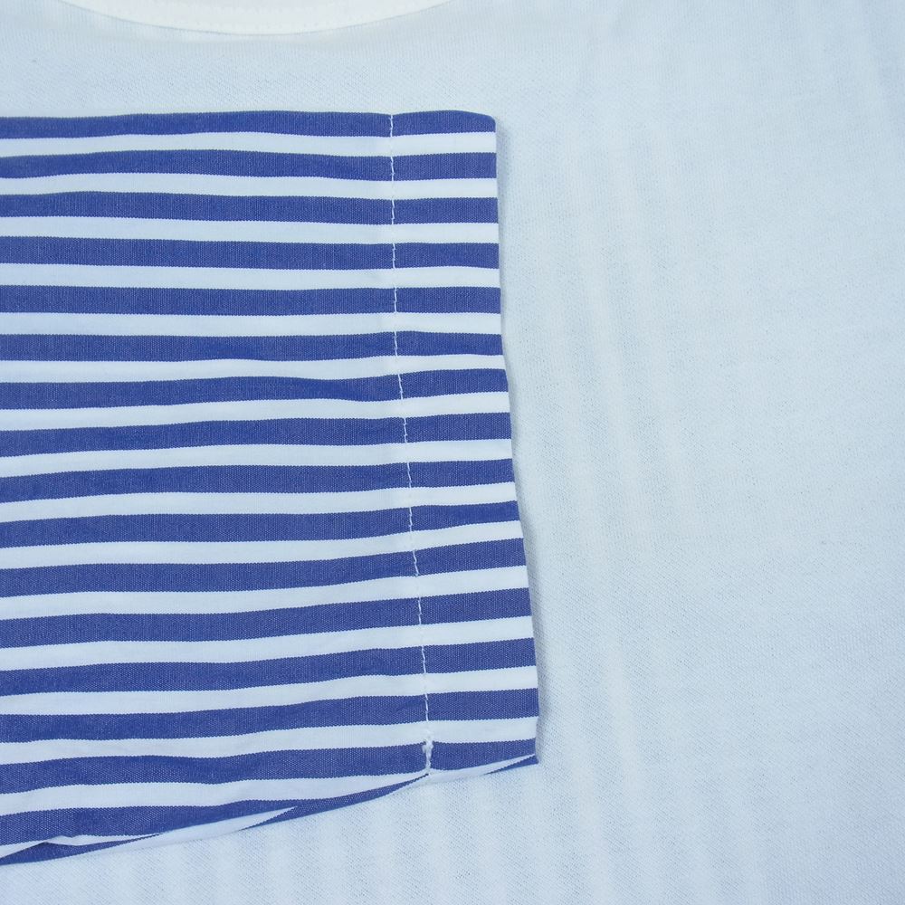SOPHNET. ソフネット SOPH-210043 L/S FABRIC MIX WIDE CUT&SEWN ストライプ 切替 長袖カットソー ブルー系 M【中古】