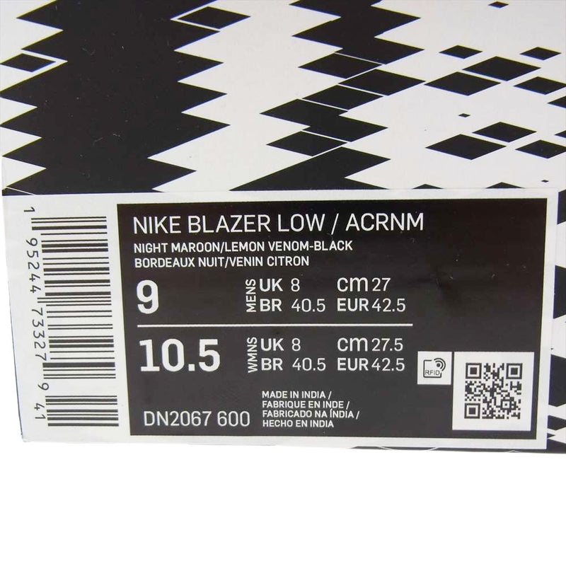 NIKE ナイキ DN2067-600 ACRONYM Blazer Low Night Maroon アクロニウム ブレーザー スニーカー マルチカラー系 27cm【美品】【中古】