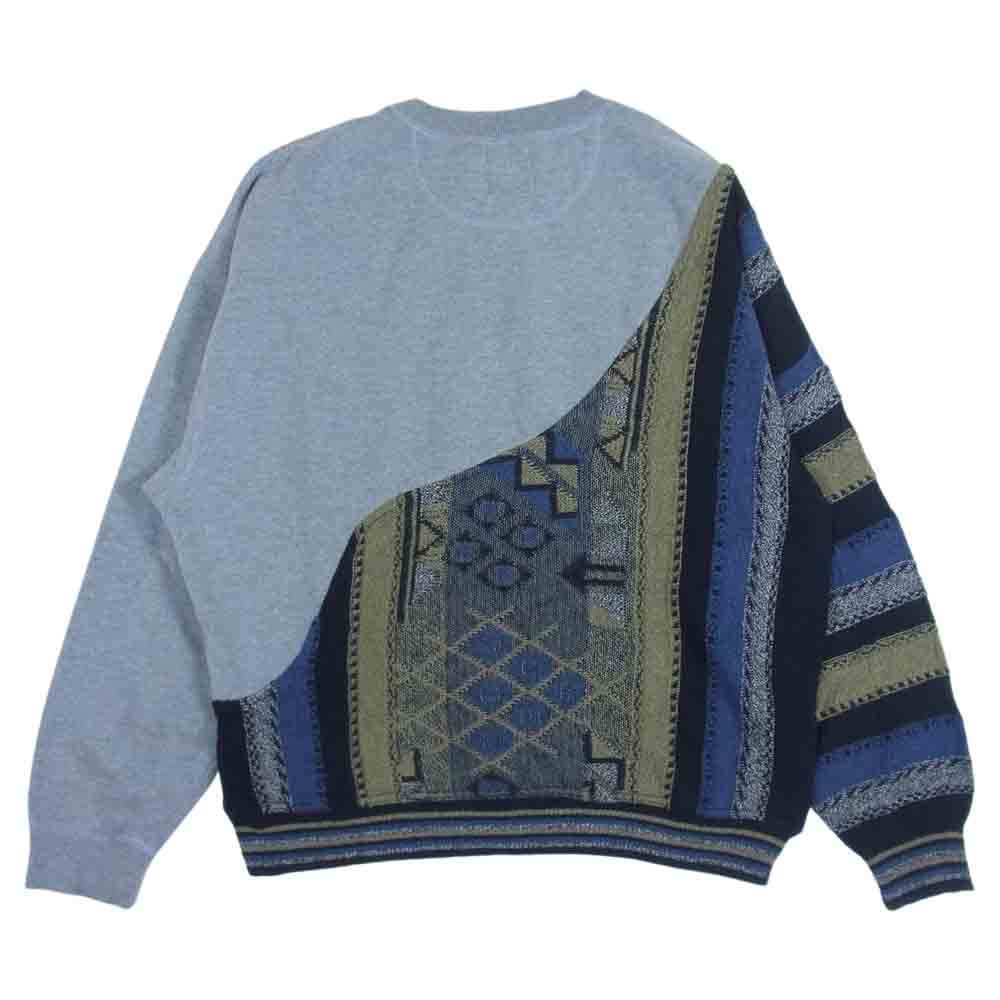 スナック SN70-21B-001 TUGI COOGI SWEAT CREW DIAGONAL 継 古着リメイク リーボック クージー 切替 ニット スウェット グレー系 FREE【中古】