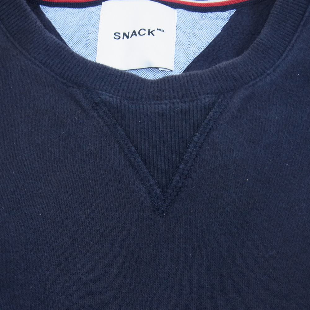 スナック エヌジーエル SN70-21B-001 TUGI COOGI SWEAT CREW DIAGONAL 継 古着リメイク トミーヒルフィガー クージー 切替 ニット スウェット ネイビー系 FREE【中古】