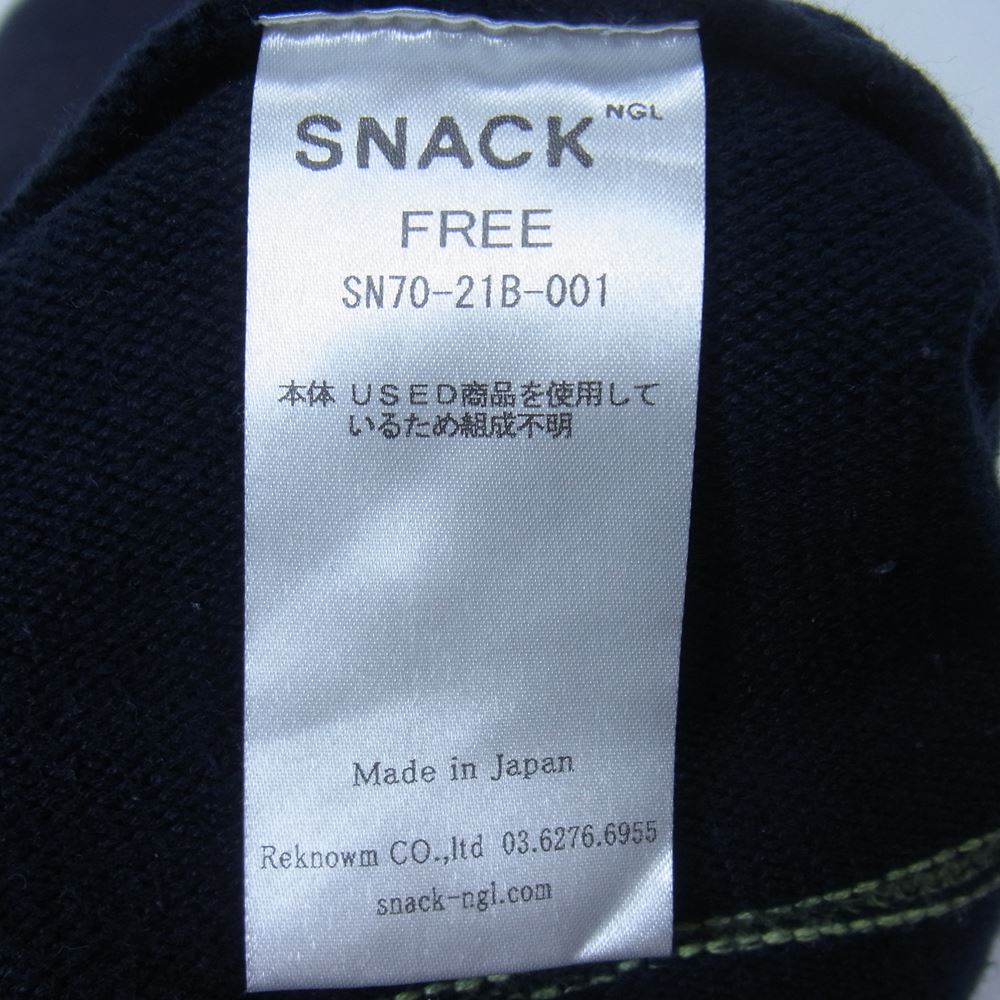 スナック エヌジーエル SN70-21B-001 TUGI COOGI SWEAT CREW DIAGONAL 継 古着リメイク トミーヒルフィガー クージー 切替 ニット スウェット ネイビー系 FREE【中古】