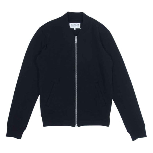 MAISON MARGIELA メゾンマルジェラ 14ライン S30GU0038 4ステッチ レザーエルボーパッチ ジップ スウェット ジャケット ブラック系 44【中古】