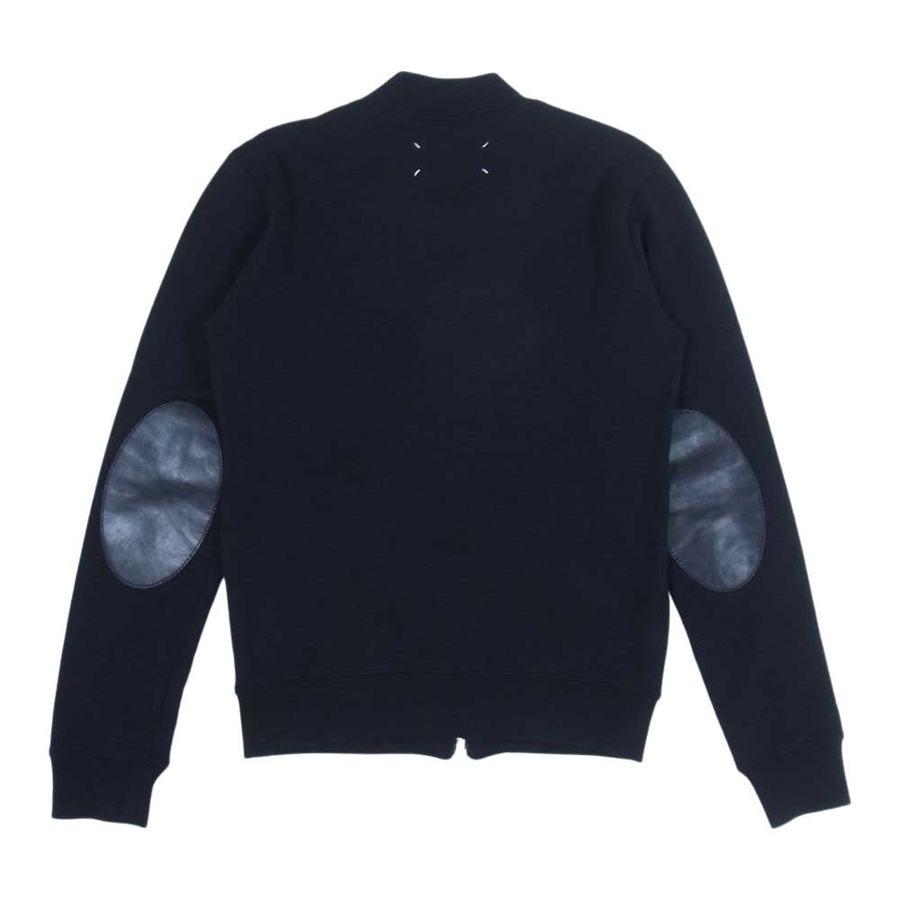MAISON MARGIELA メゾンマルジェラ 14ライン S30GU0038 4ステッチ レザーエルボーパッチ ジップ スウェット ジャケット ブラック系 44【中古】