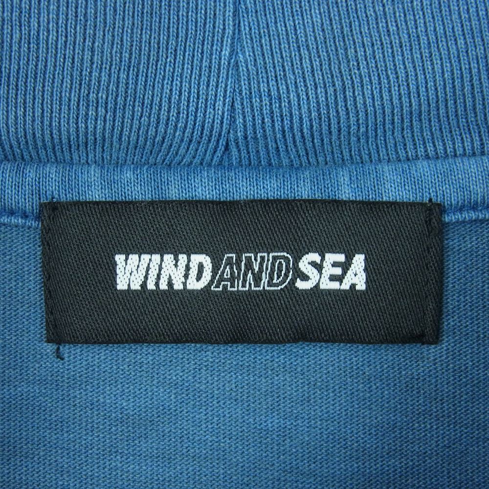 WIND AND SEA ウィンダンシー WDS-10TH-CS-08 モックネック ロゴ 刺繍 長袖 Tシャツ グレイッシュライトブルー系 M【中古】
